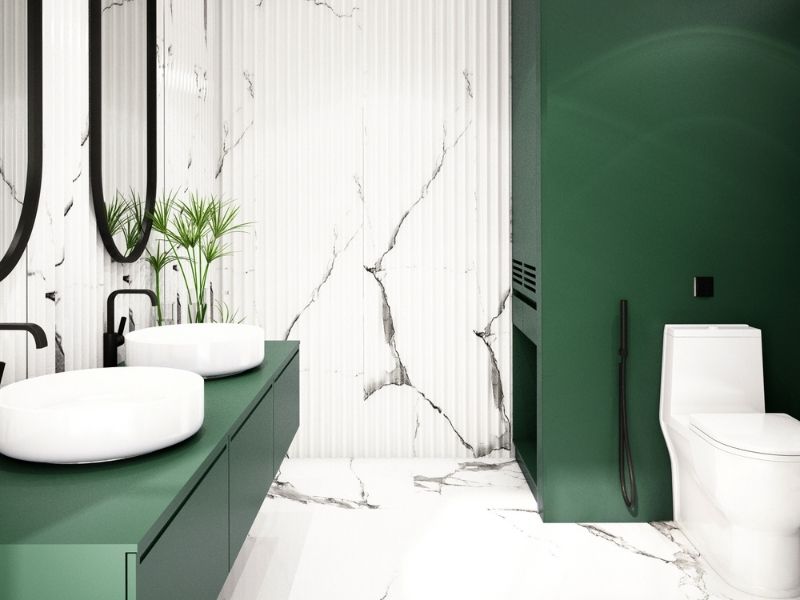 grünes Badezimmer