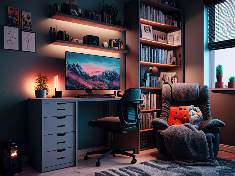 warmes Licht Gaming Sessel Schreibtischstuhl Bildschirm